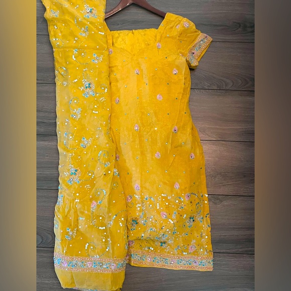 Other - Designer Punjabi embellished Yellow Embroidered Traditional suit temple salwar